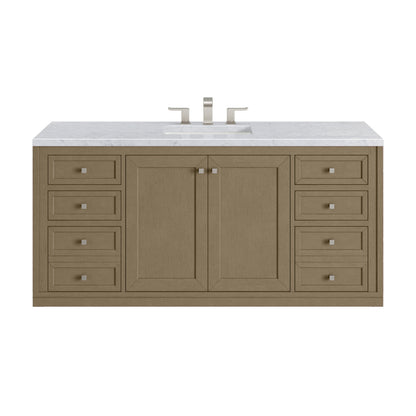 James Martin Vanities Chicago 60" Walnut Whisper Single Vanity With 3cm Carrara Marble Top