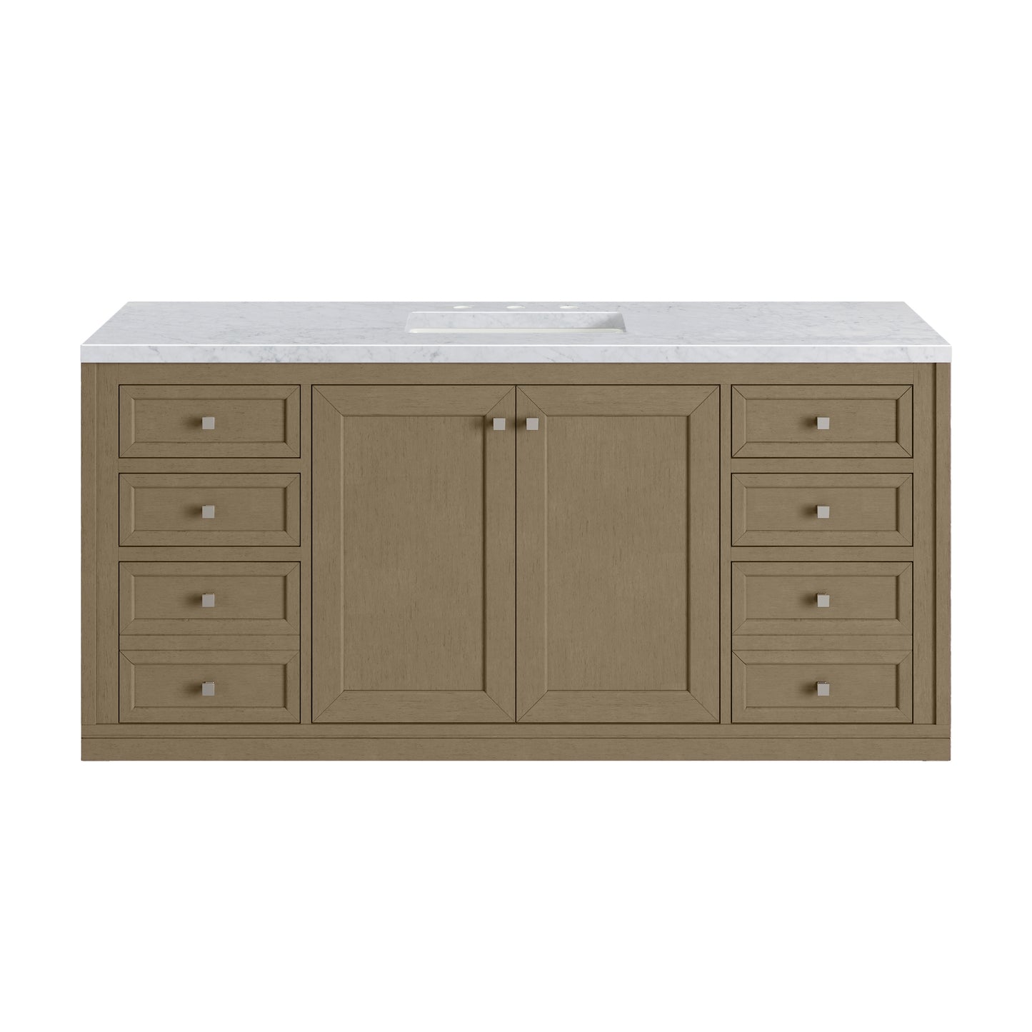 James Martin Vanities Chicago 60" Walnut Whisper Single Vanity With 3cm Carrara Marble Top