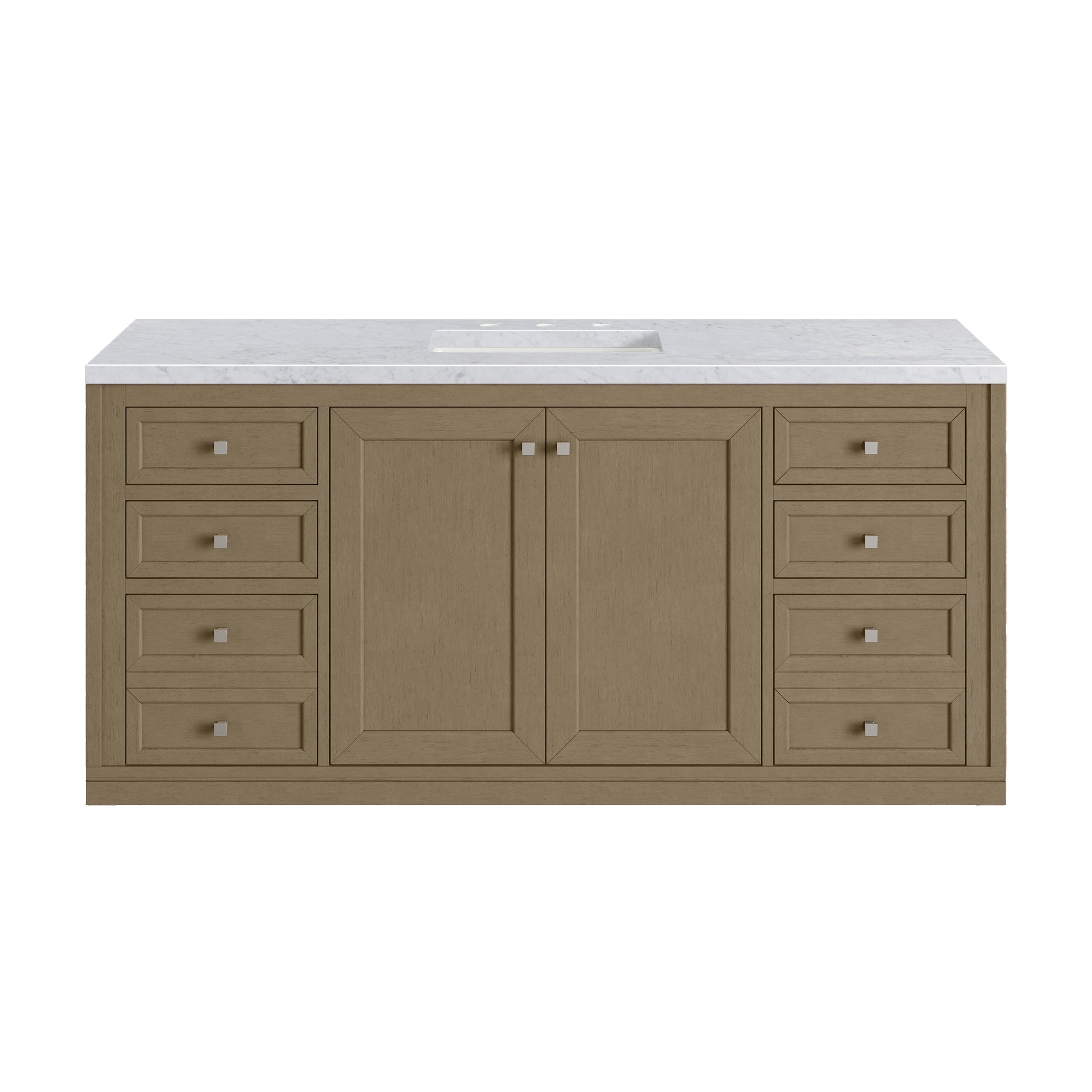 James Martin Vanities Chicago 60" Walnut Whisper Single Vanity With 3cm Carrara Marble Top