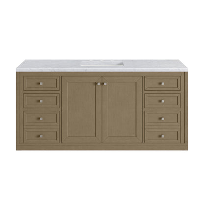 James Martin Vanities Chicago 60" Walnut Whisper Single Vanity With 3cm Carrara Marble Top