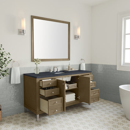 James Martin Vanities Chicago 60" Walnut Whisper Single Vanity With 3cm Charcoal Soapstone Silestone Top