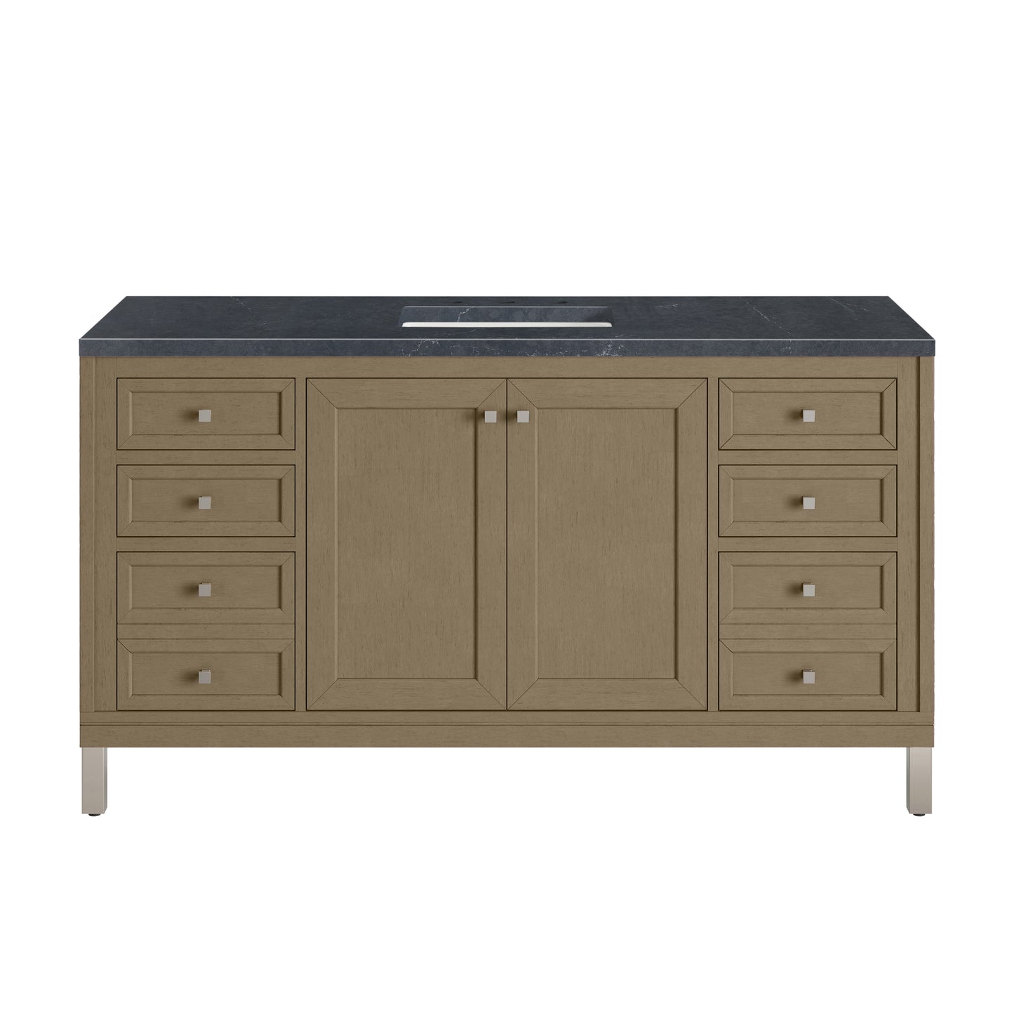 James Martin Vanities Chicago 60" Walnut Whisper Single Vanity With 3cm Charcoal Soapstone Silestone Top