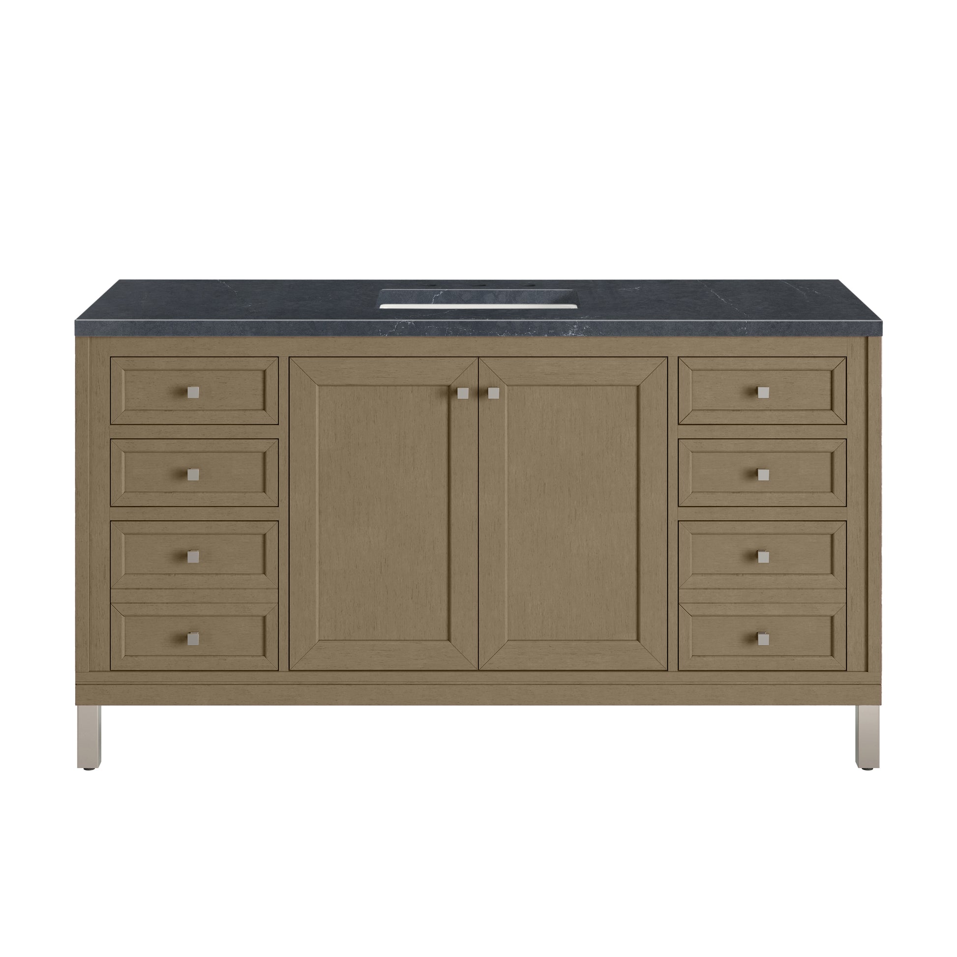James Martin Vanities Chicago 60" Walnut Whisper Single Vanity With 3cm Charcoal Soapstone Silestone Top