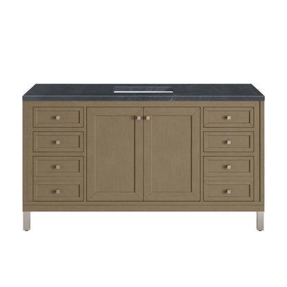 James Martin Vanities Chicago 60" Walnut Whisper Single Vanity With 3cm Charcoal Soapstone Silestone Top