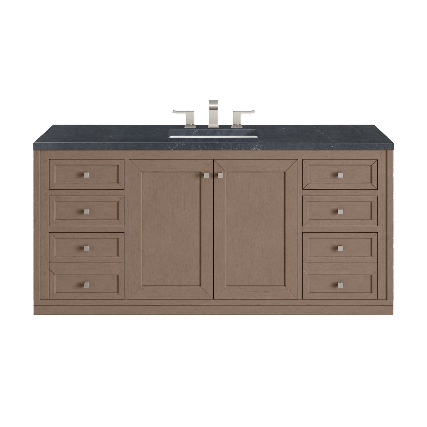 James Martin Vanities Chicago 60" Walnut Whisper Single Vanity With 3cm Charcoal Soapstone Silestone Top