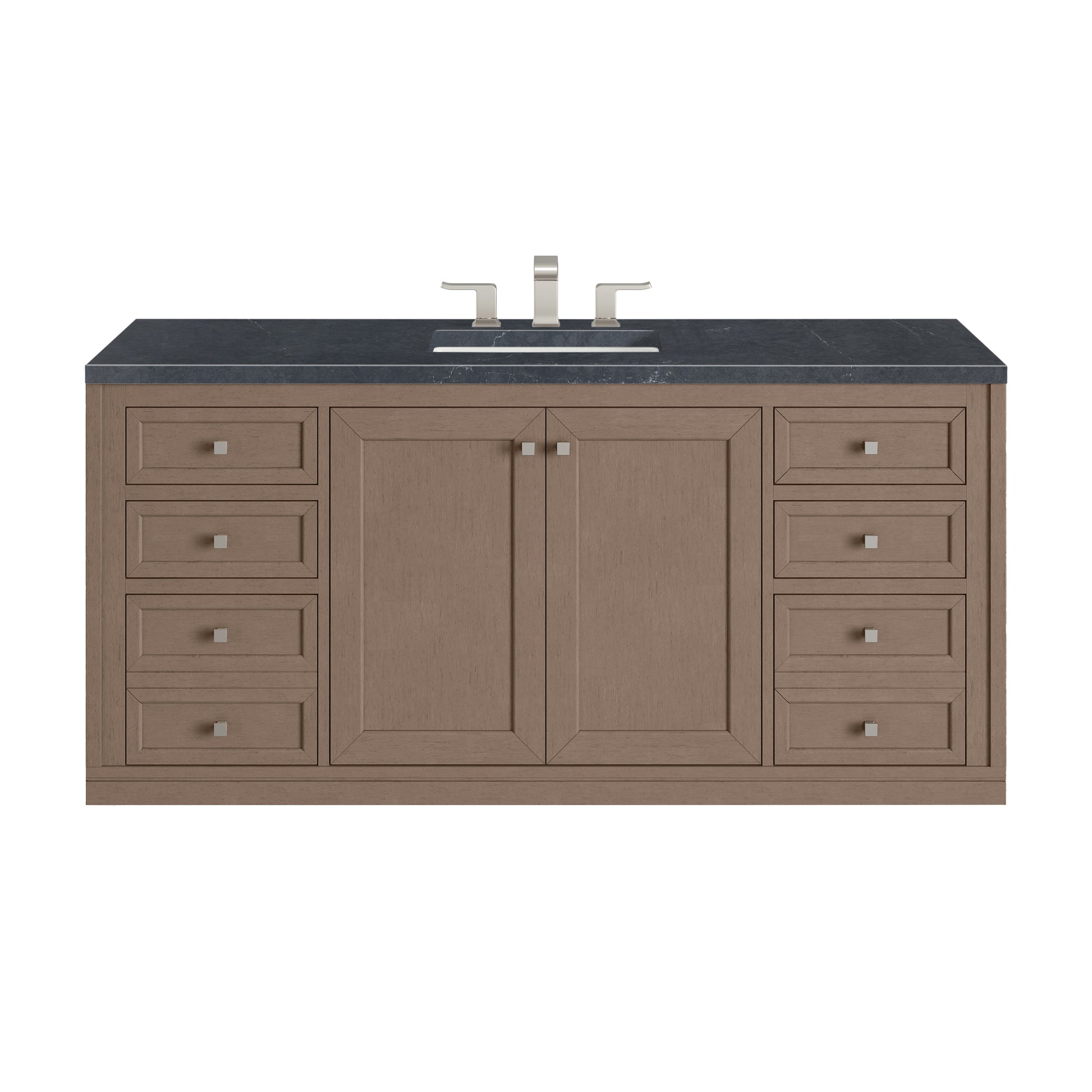James Martin Vanities Chicago 60" Walnut Whisper Single Vanity With 3cm Charcoal Soapstone Silestone Top