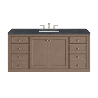James Martin Vanities Chicago 60" Walnut Whisper Single Vanity With 3cm Charcoal Soapstone Silestone Top