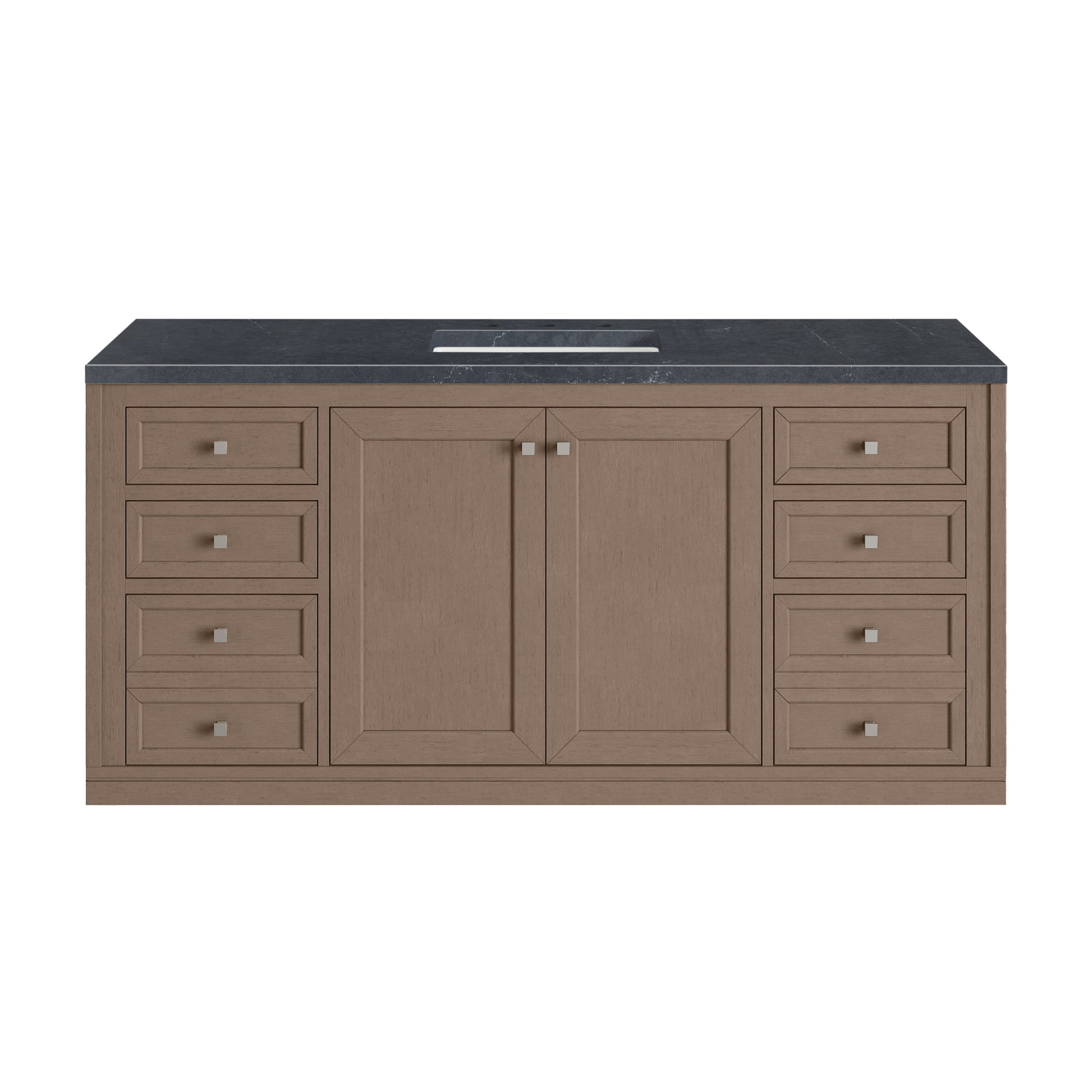 James Martin Vanities Chicago 60" Walnut Whisper Single Vanity With 3cm Charcoal Soapstone Silestone Top
