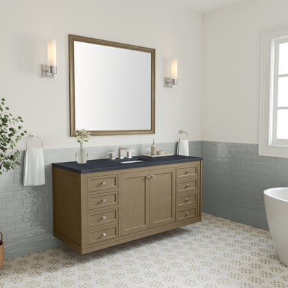 James Martin Vanities Chicago 60" Walnut Whisper Single Vanity With 3cm Charcoal Soapstone Silestone Top