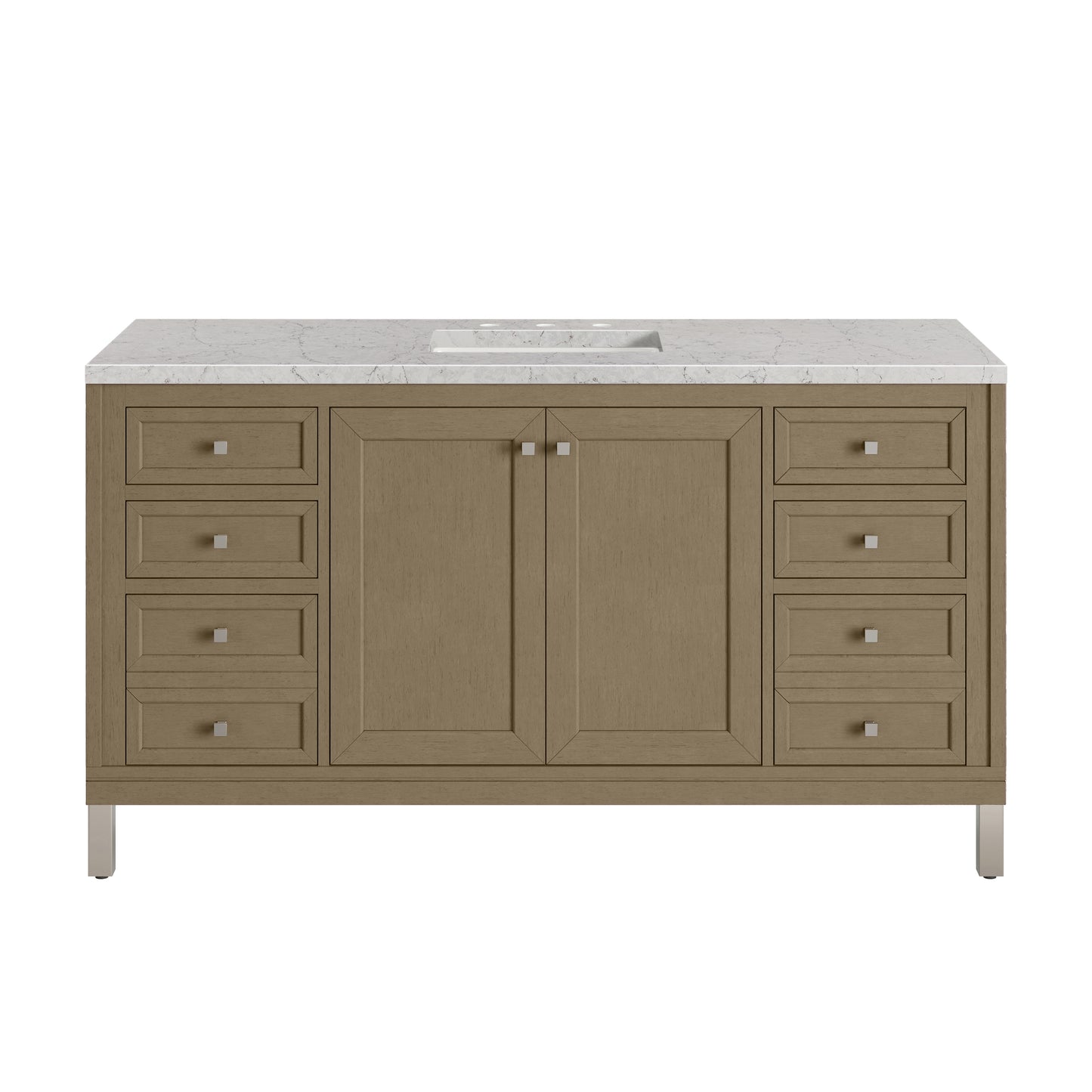 James Martin Vanities Chicago 60" Walnut Whisper Single Vanity With 3cm Eternal Jasmine Pearl Silestone Top