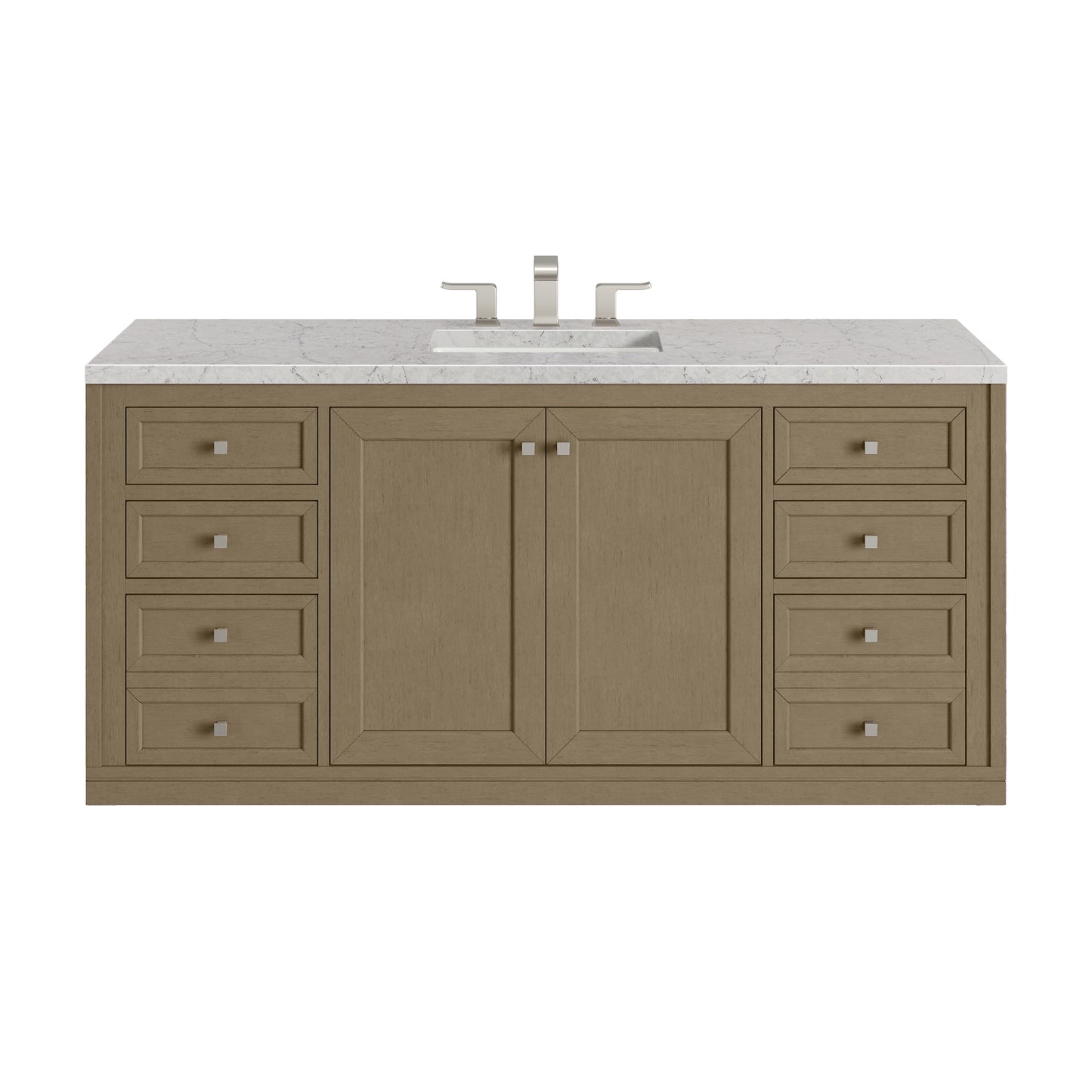 James Martin Vanities Chicago 60" Walnut Whisper Single Vanity With 3cm Eternal Jasmine Pearl Silestone Top