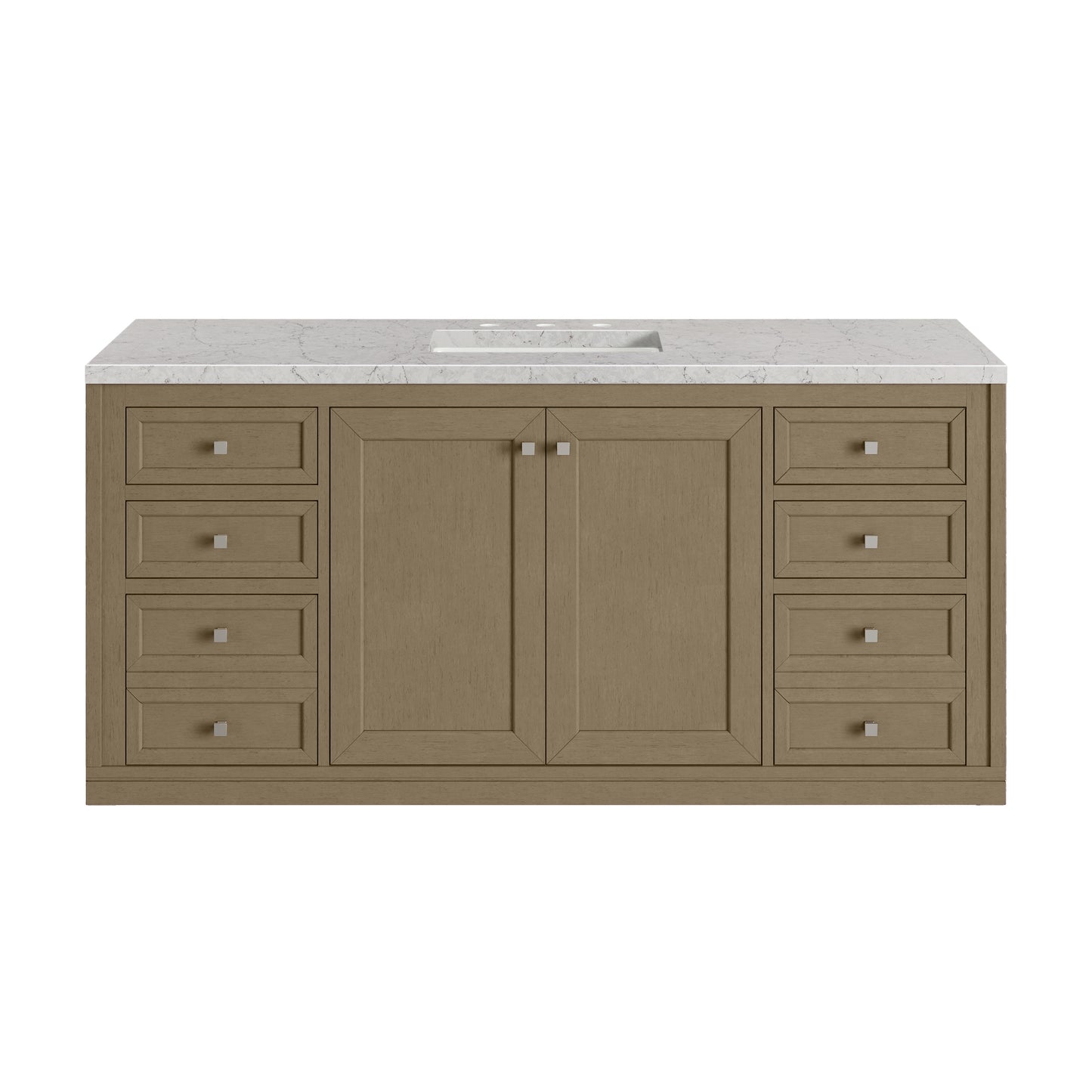 James Martin Vanities Chicago 60" Walnut Whisper Single Vanity With 3cm Eternal Jasmine Pearl Silestone Top