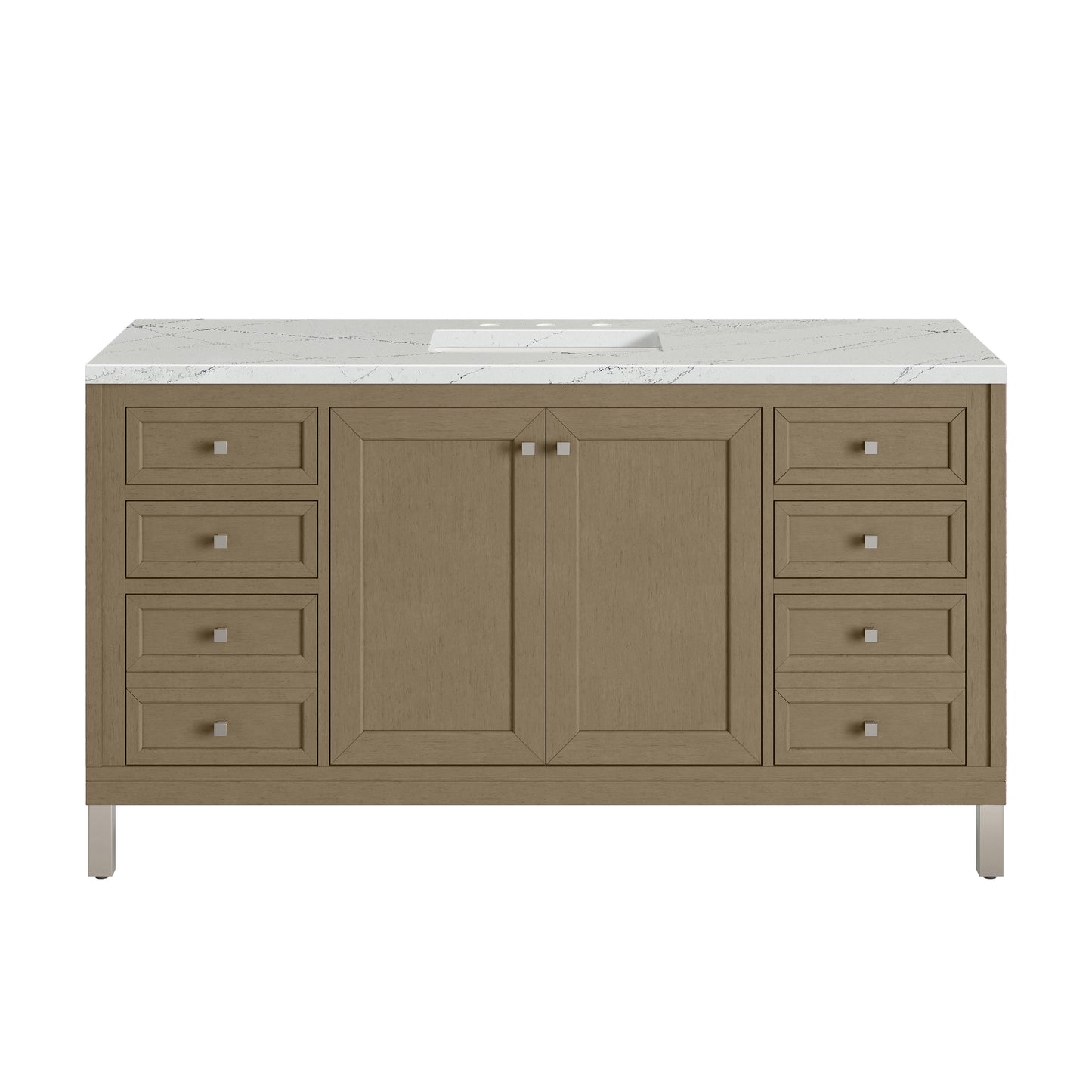 James Martin Vanities Chicago 60" Walnut Whisper Single Vanity With 3cm Ethereal Noctis Silestone Top