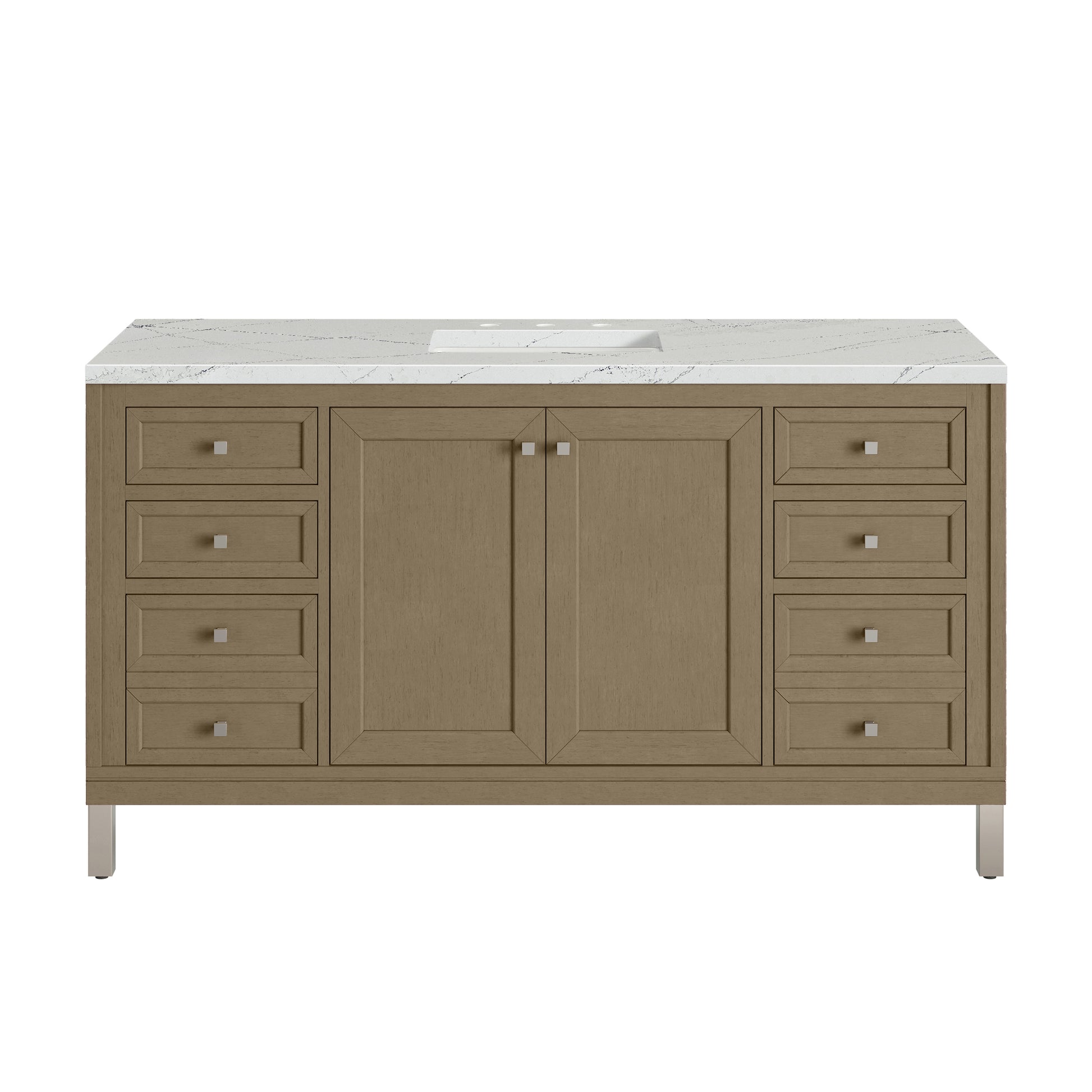 James Martin Vanities Chicago 60" Walnut Whisper Single Vanity With 3cm Ethereal Noctis Silestone Top
