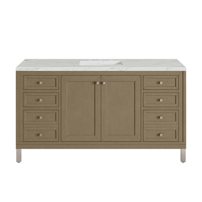 James Martin Vanities Chicago 60" Walnut Whisper Single Vanity With 3cm Ethereal Noctis Silestone Top