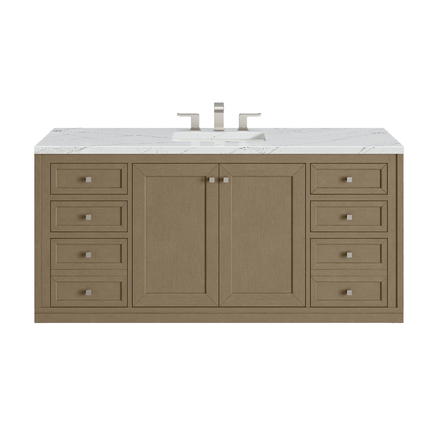James Martin Vanities Chicago 60" Walnut Whisper Single Vanity With 3cm Ethereal Noctis Silestone Top