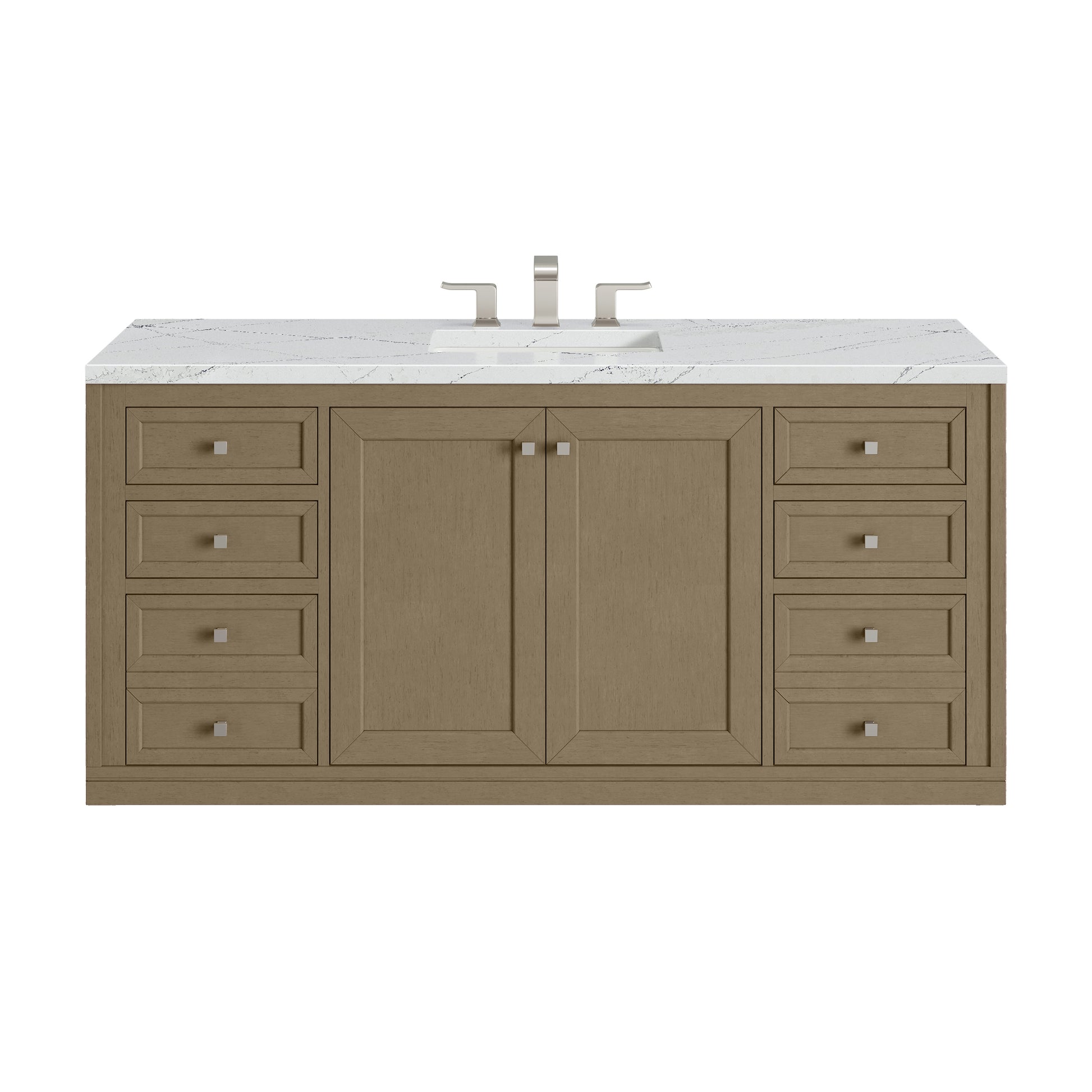 James Martin Vanities Chicago 60" Walnut Whisper Single Vanity With 3cm Ethereal Noctis Silestone Top