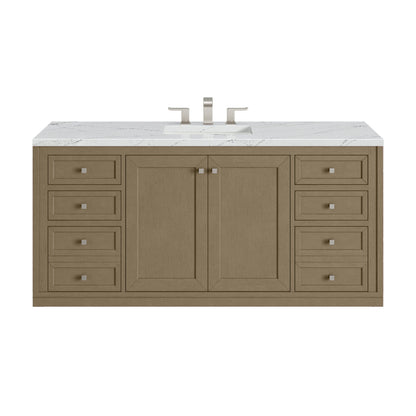 James Martin Vanities Chicago 60" Walnut Whisper Single Vanity With 3cm Ethereal Noctis Silestone Top