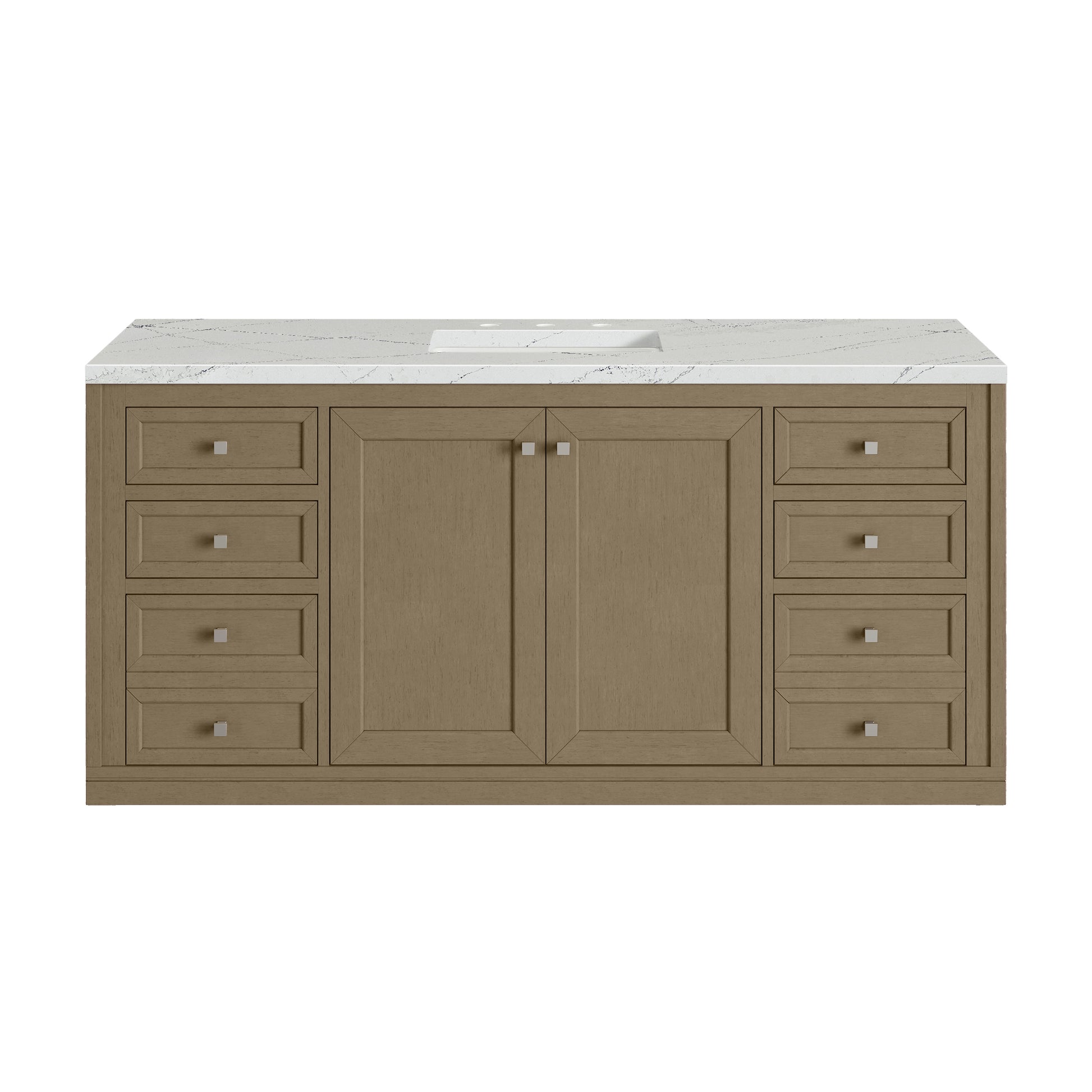 James Martin Vanities Chicago 60" Walnut Whisper Single Vanity With 3cm Ethereal Noctis Silestone Top