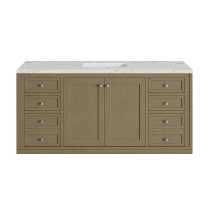James Martin Vanities Chicago 60" Walnut Whisper Single Vanity With 3cm Ethereal Noctis Silestone Top