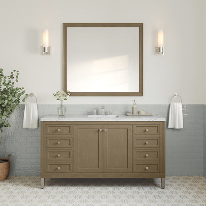 James Martin Vanities Chicago 60" Walnut Whisper Single Vanity With 3cm Ethereal Noctis Silestone Top