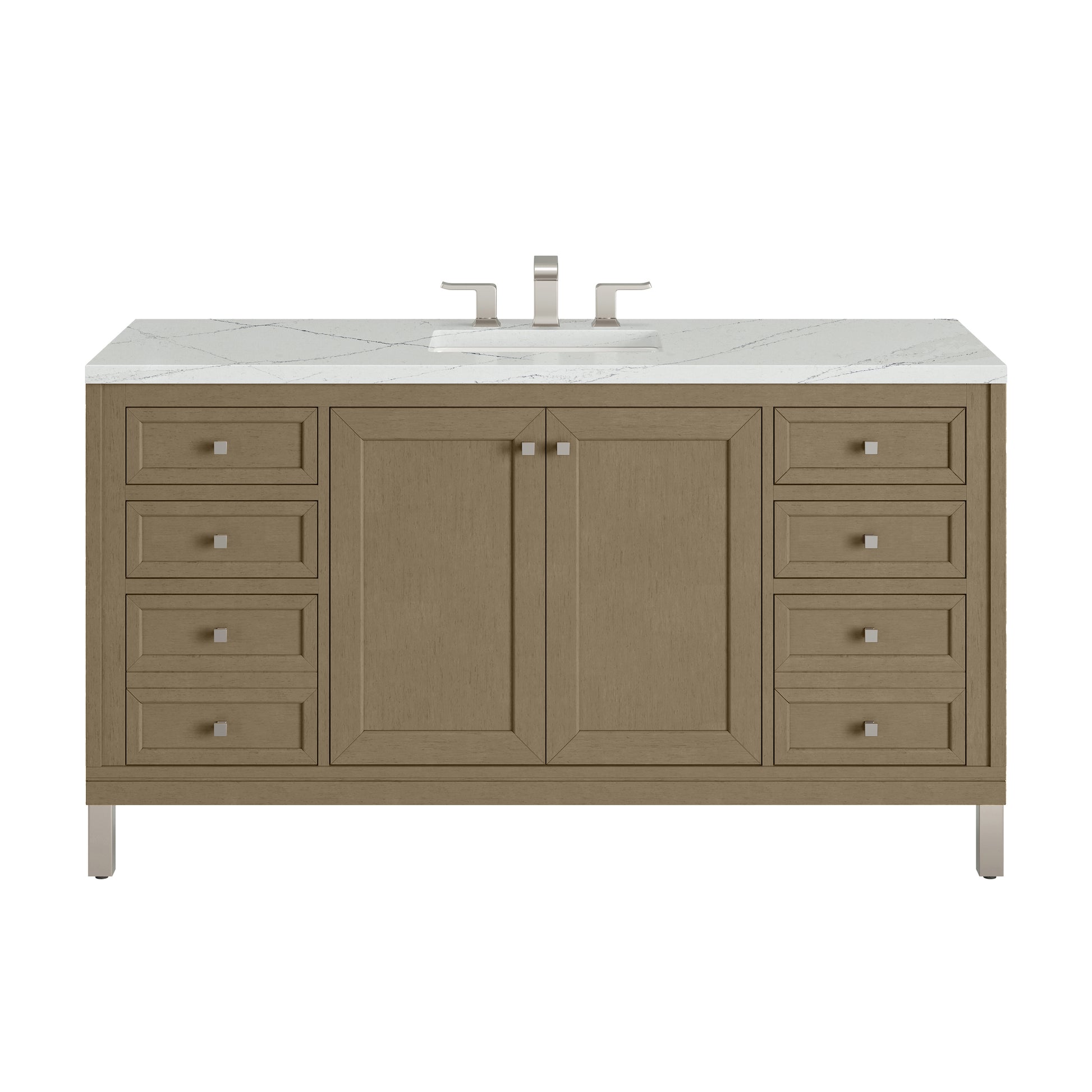 James Martin Vanities Chicago 60" Walnut Whisper Single Vanity With 3cm Ethereal Noctis Silestone Top