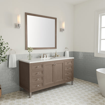 James Martin Vanities Chicago 60" Walnut Whisper Single Vanity With 3cm Lime Delight Silestone Top