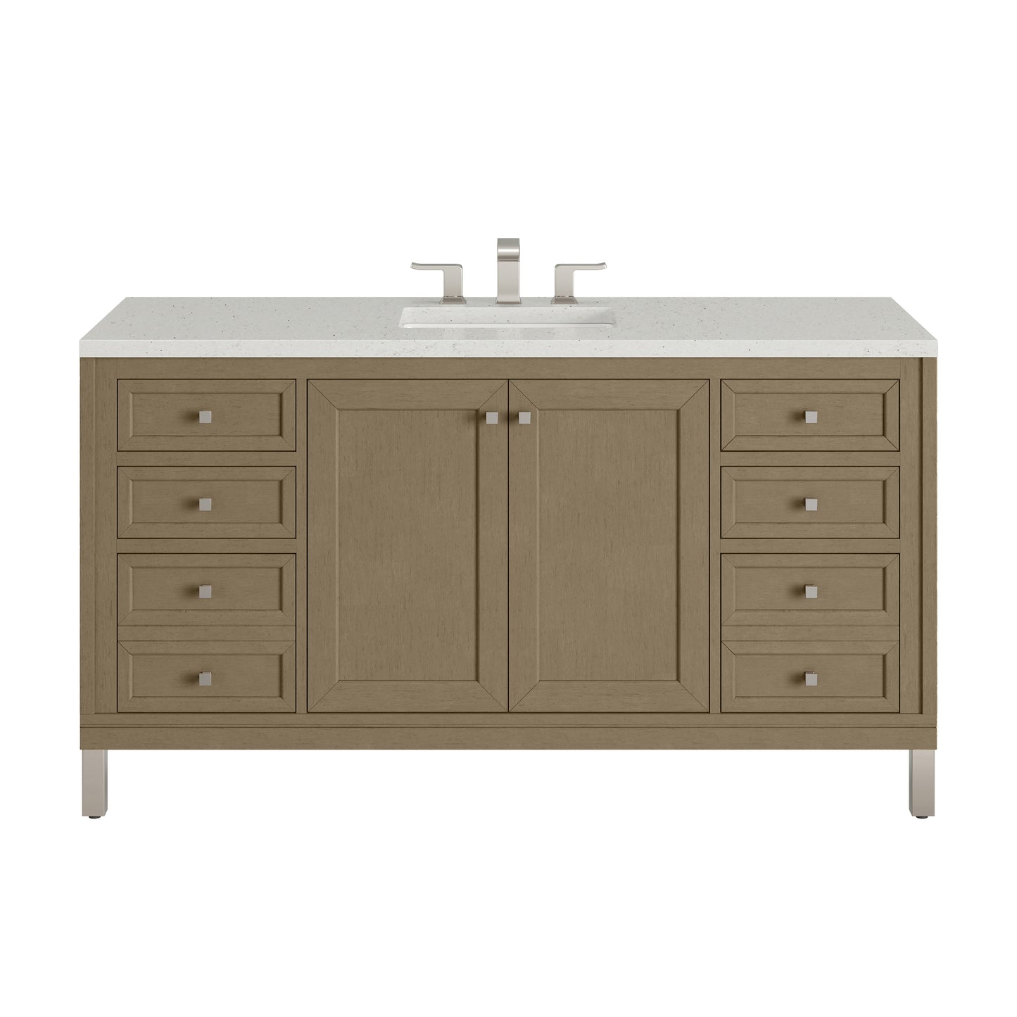 James Martin Vanities Chicago 60" Walnut Whisper Single Vanity With 3cm Lime Delight Silestone Top