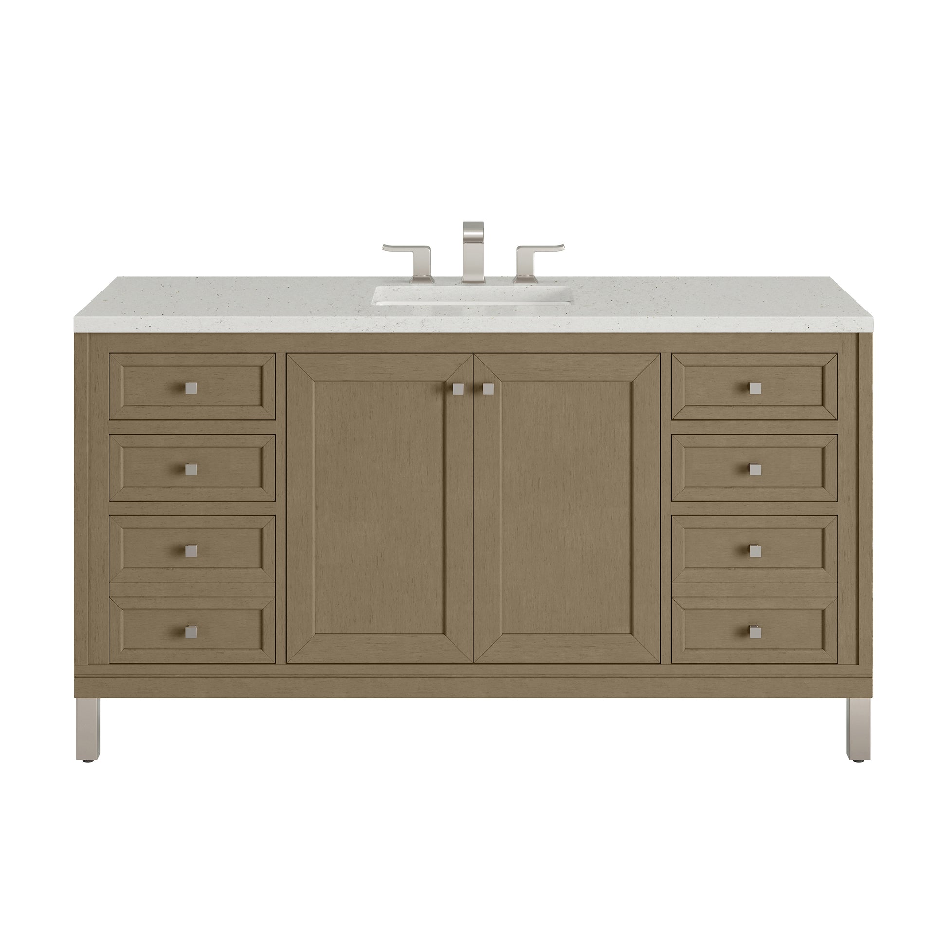James Martin Vanities Chicago 60" Walnut Whisper Single Vanity With 3cm Lime Delight Silestone Top