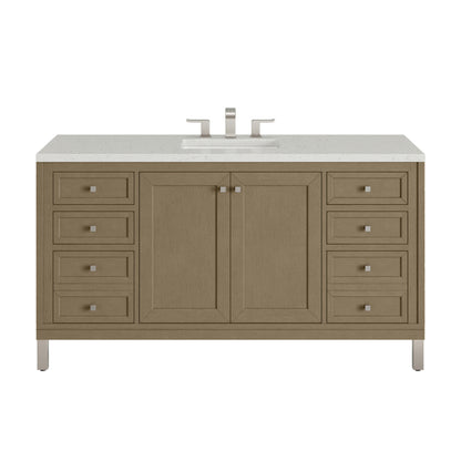 James Martin Vanities Chicago 60" Walnut Whisper Single Vanity With 3cm Lime Delight Silestone Top