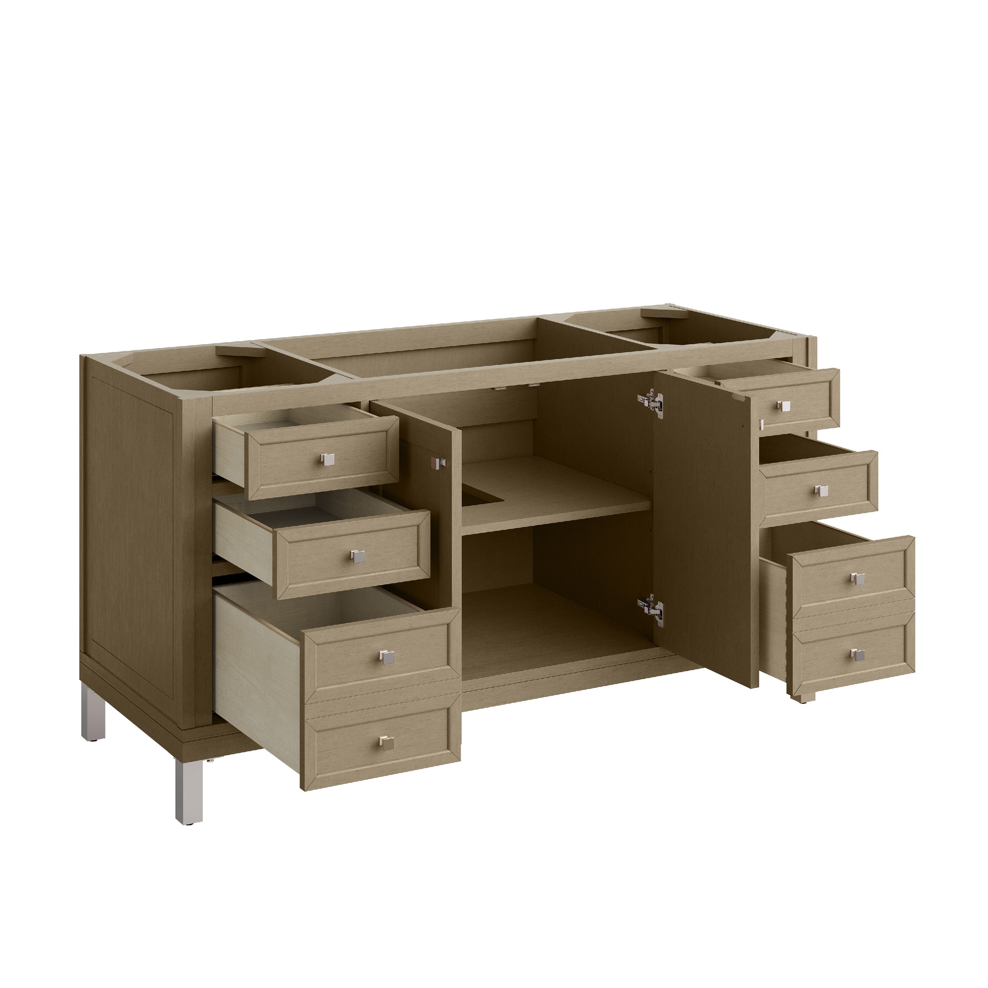 James Martin Vanities Chicago 60" Walnut Whisper Single Vanity With 3cm Victorian Silver Silestone Top