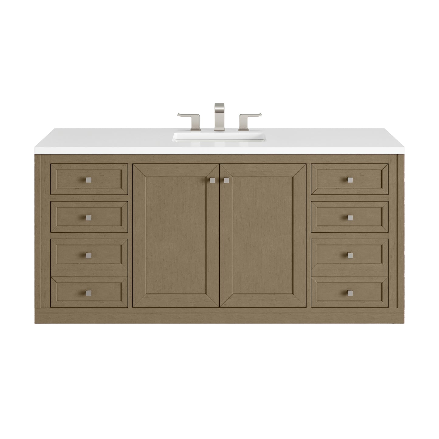 James Martin Vanities Chicago 60" Walnut Whisper Single Vanity With 3cm White Zeus Silestone Top