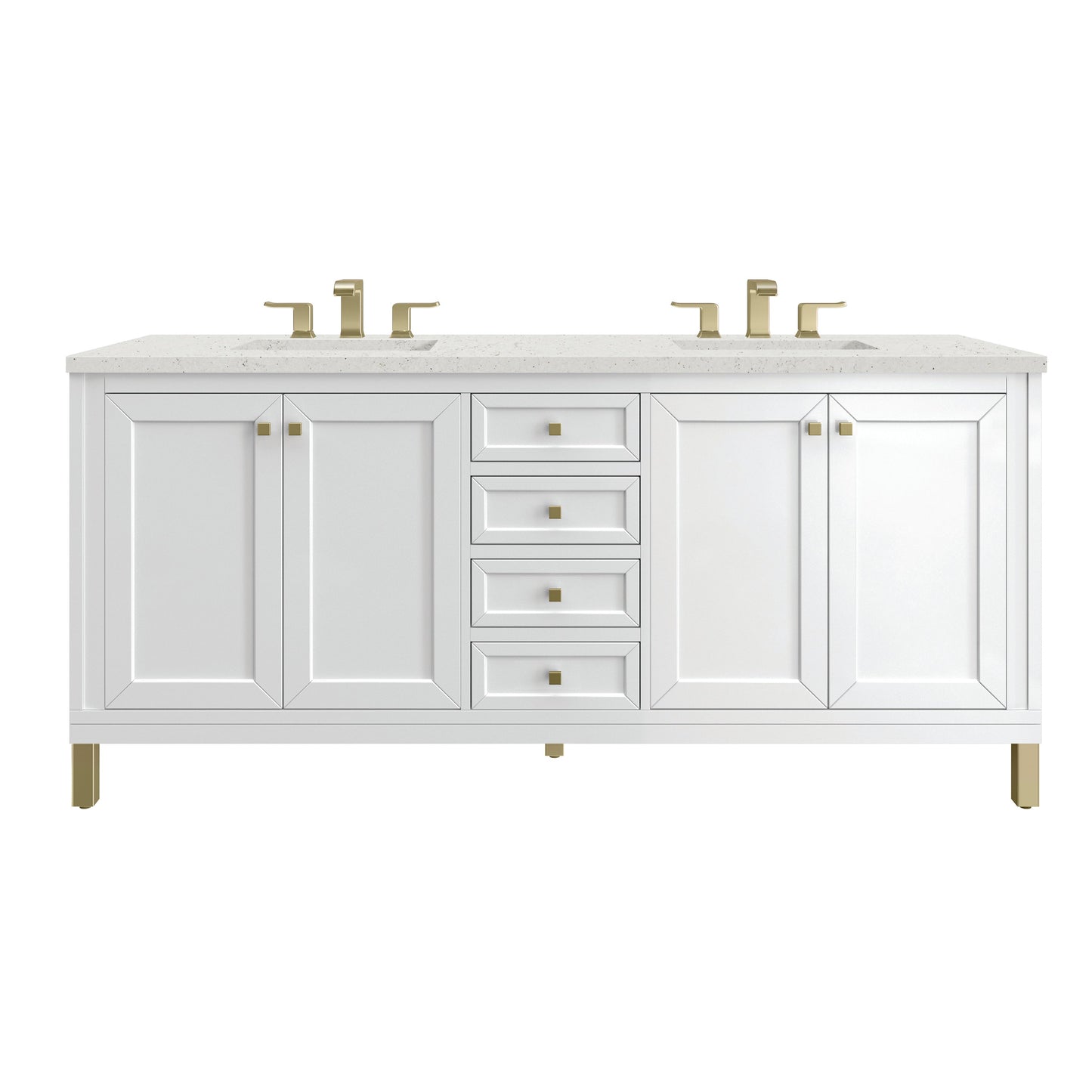 James Martin Vanities Chicago 72" Glossy White Double Vanity With 3 cm Lime Delight Top