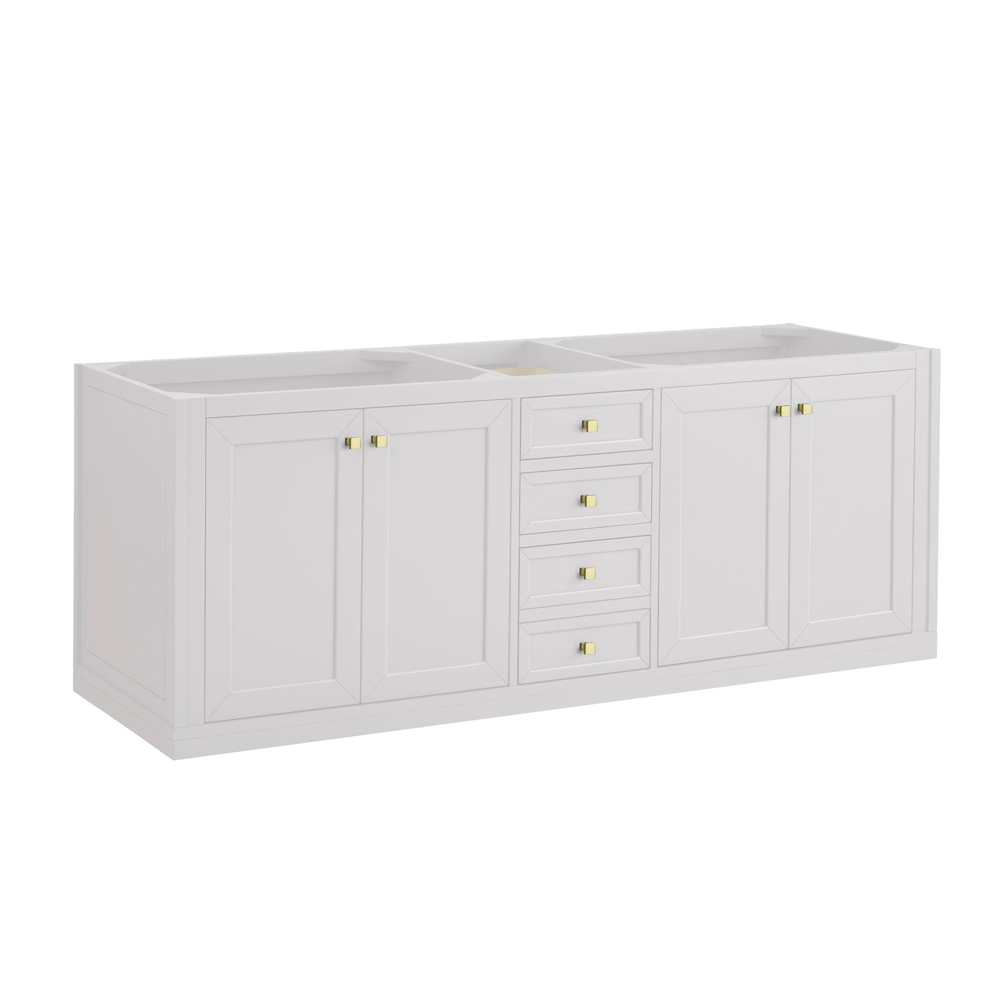 James Martin Vanities Chicago 72" Glossy White Double Vanity With 3 cm Parisien Bleu Silestone Top and FreePower Wireless Charger