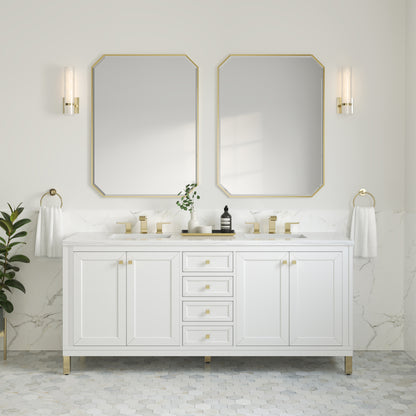 James Martin Vanities Chicago 72" Glossy White Double Vanity With 3cm Arctic Fall Solid Surface Top