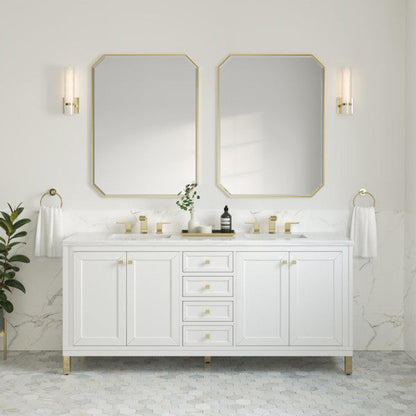 James Martin Vanities Chicago 72" Glossy White Double Vanity With 3cm Arctic Fall Top