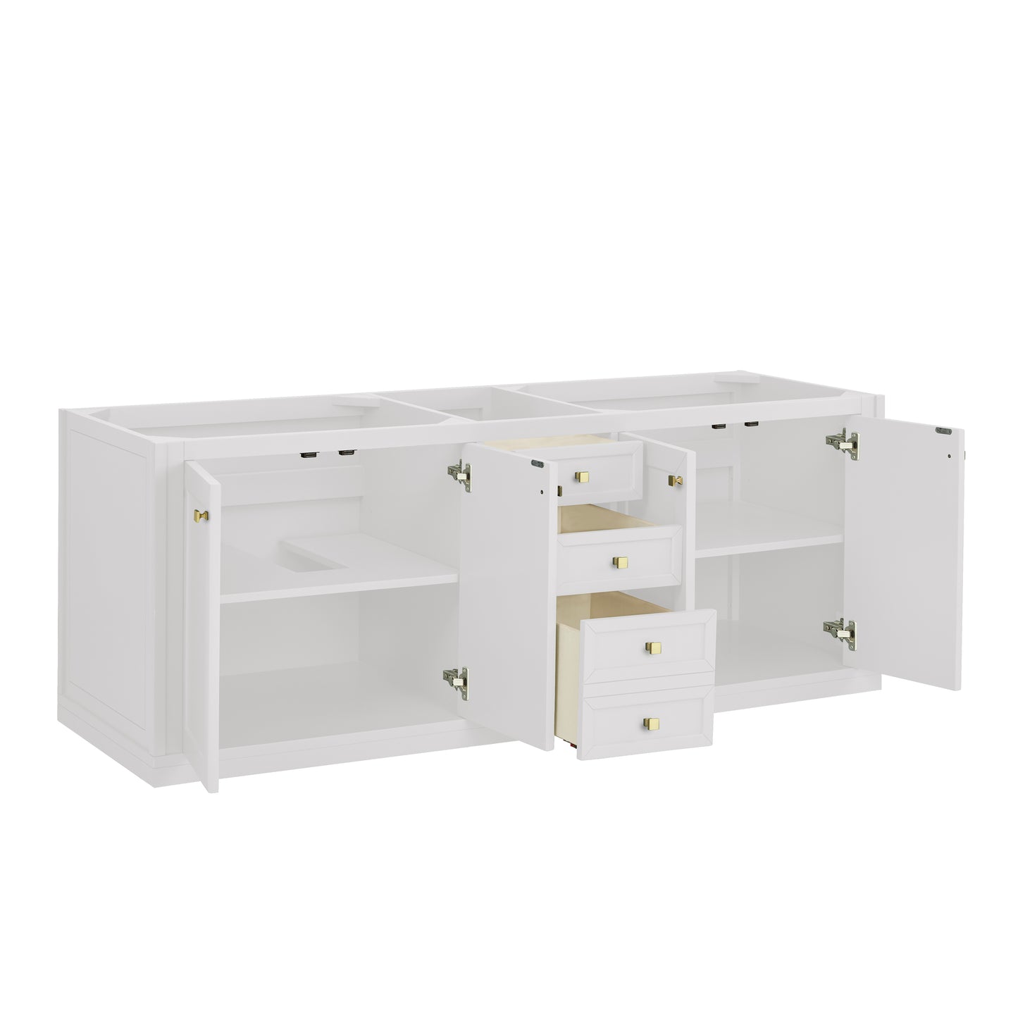 James Martin Vanities Chicago 72" Glossy White Double Vanity With 3cm Eternal Jasmine Pearl Silestone Top