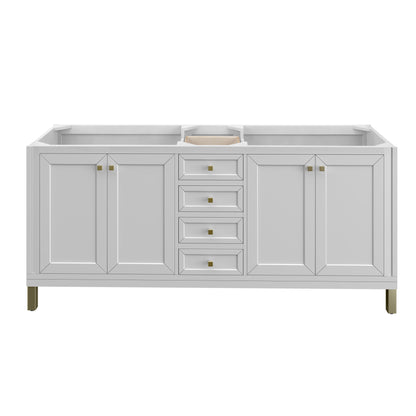 James Martin Vanities Chicago 72" Glossy White Double Vanity With 3cm Eternal Jasmine Pearl Silestone Top With FreePower Wireless Charger