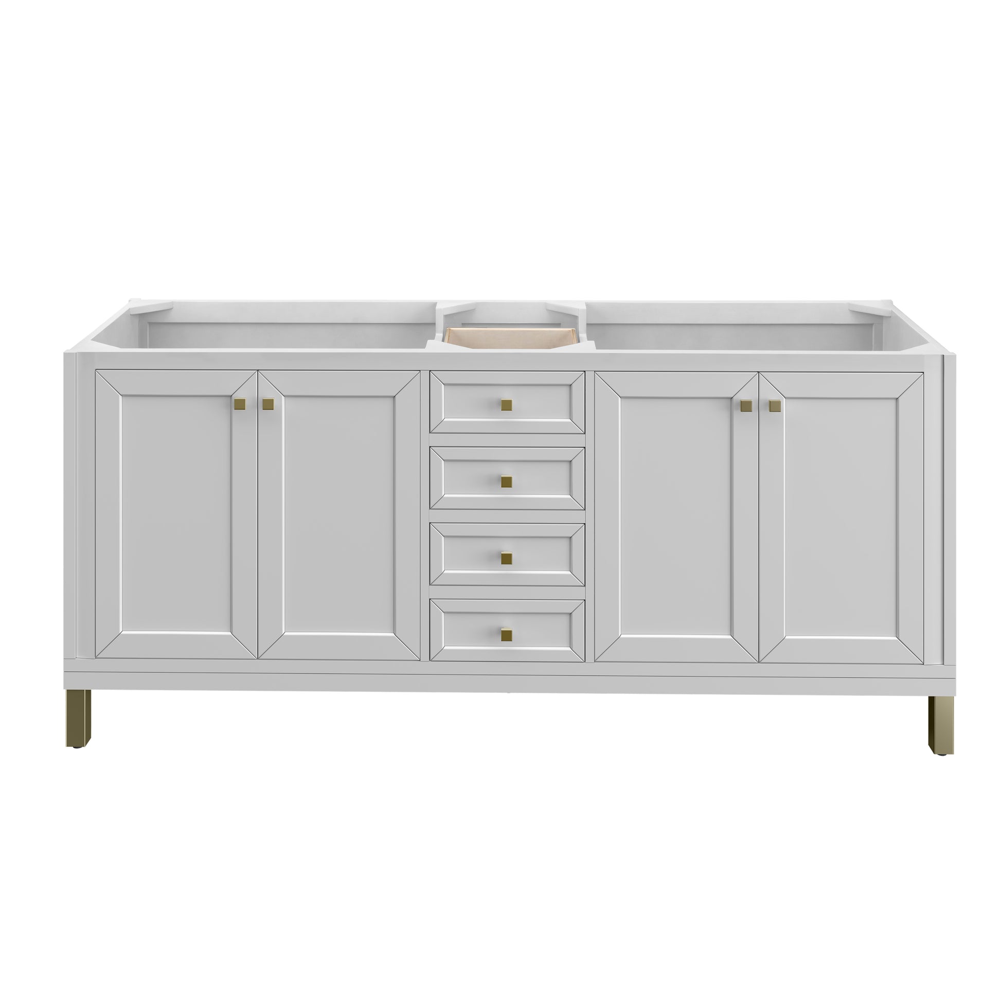 James Martin Vanities Chicago 72" Glossy White Double Vanity With 3cm Ethereal Noctis Silestone Top