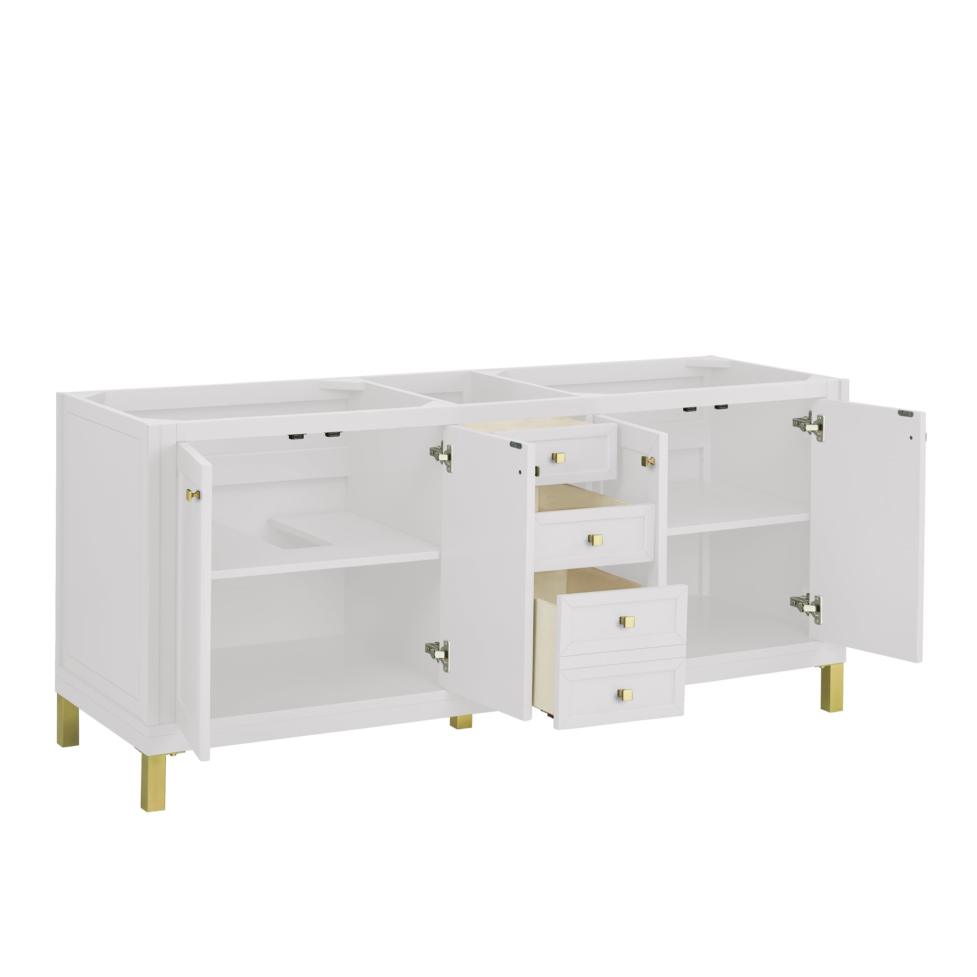 James Martin Vanities Chicago 72" Glossy White Double Vanity With 3cm Lime Delight Silestone Top