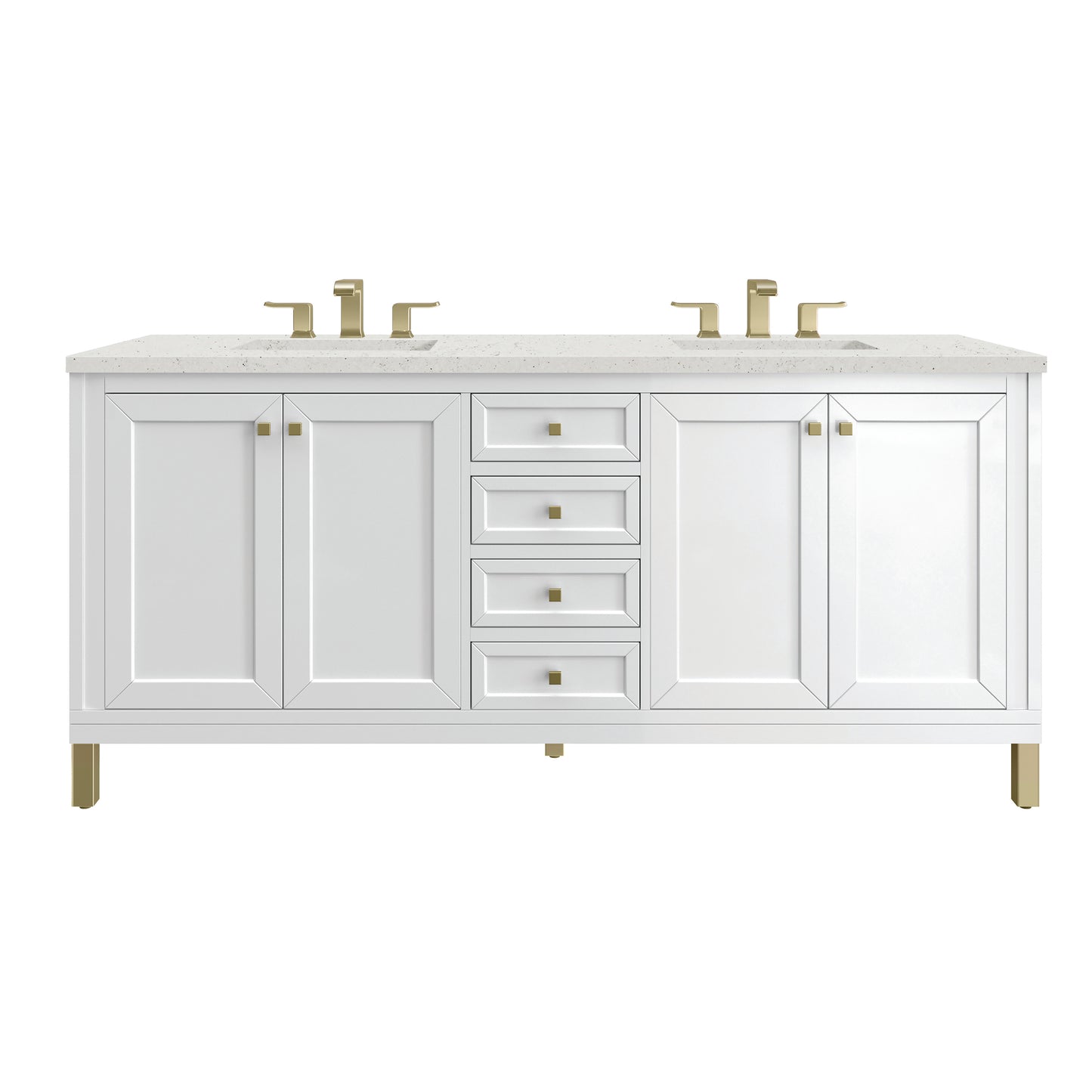 James Martin Vanities Chicago 72" Glossy White Double Vanity With 3cm Lime Delight Silestone Top