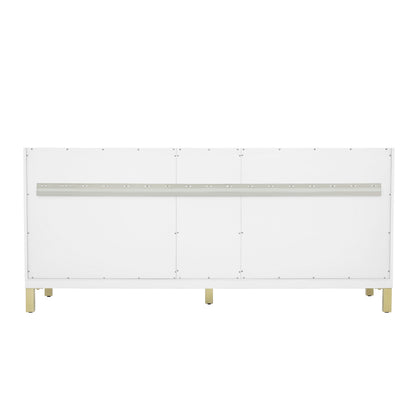 James Martin Vanities Chicago 72" Glossy White Double Vanity With Single Hole 3cm White Zeus Silestone Top and Backsplash