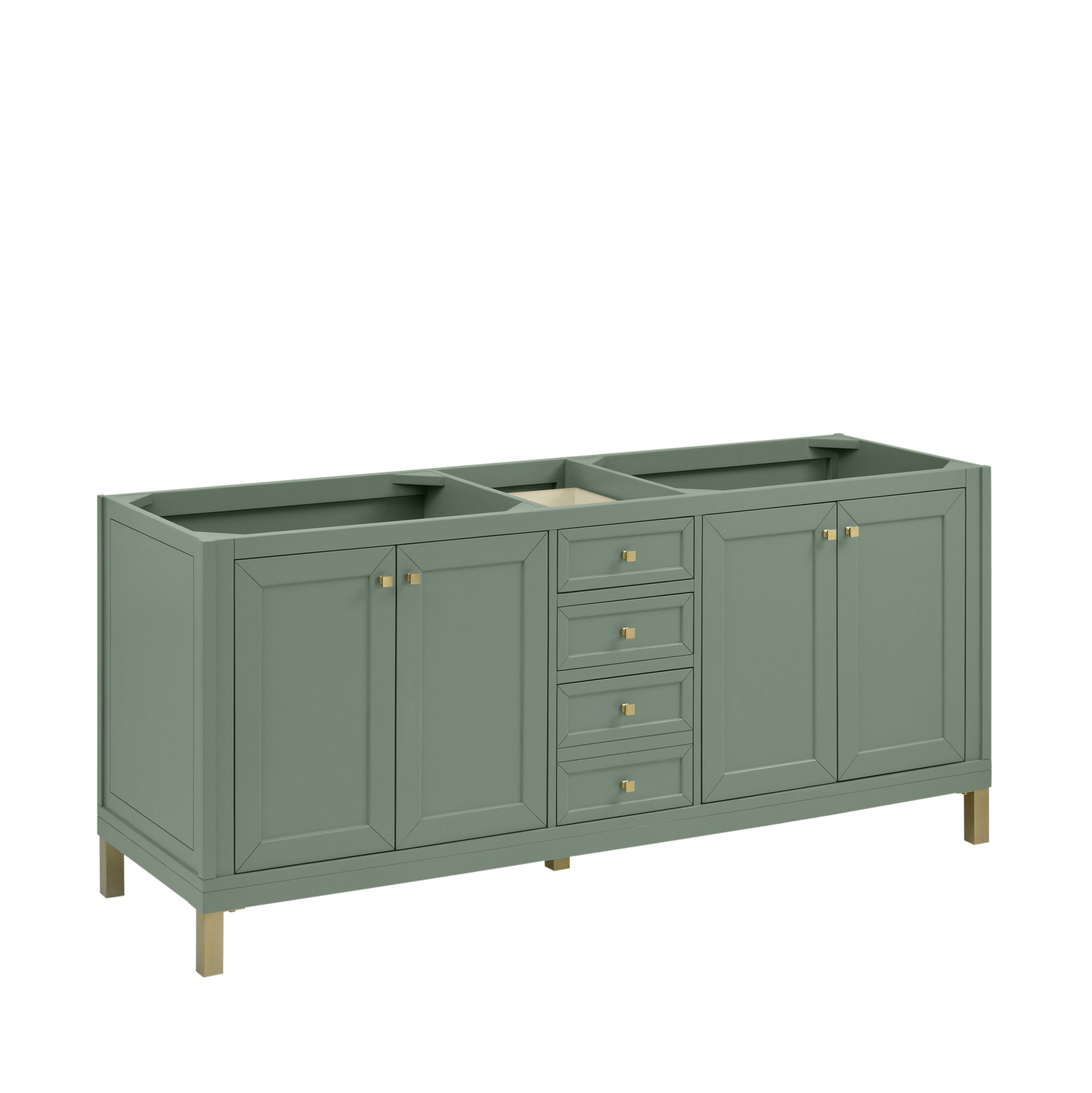 James Martin Vanities Chicago 72" Smokey Celadon Double Vanity With 3 cm Carrara Marble Top
