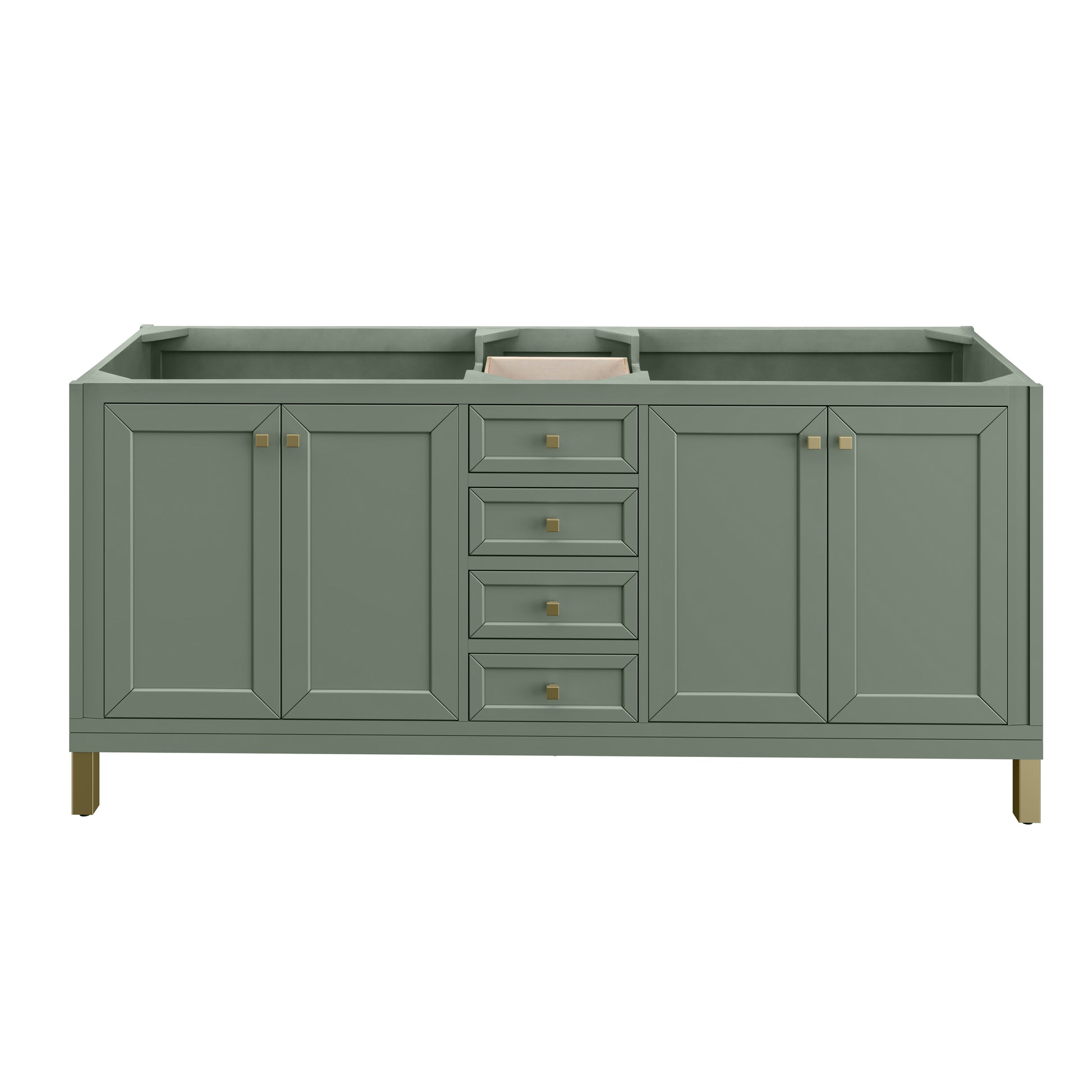 James Martin Vanities Chicago 72" Smokey Celadon Double Vanity With 3 cm Carrara Marble Top