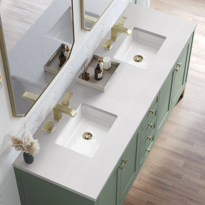 James Martin Vanities Chicago 72" Smokey Celadon Double Vanity With 3 cm White Zeus Top