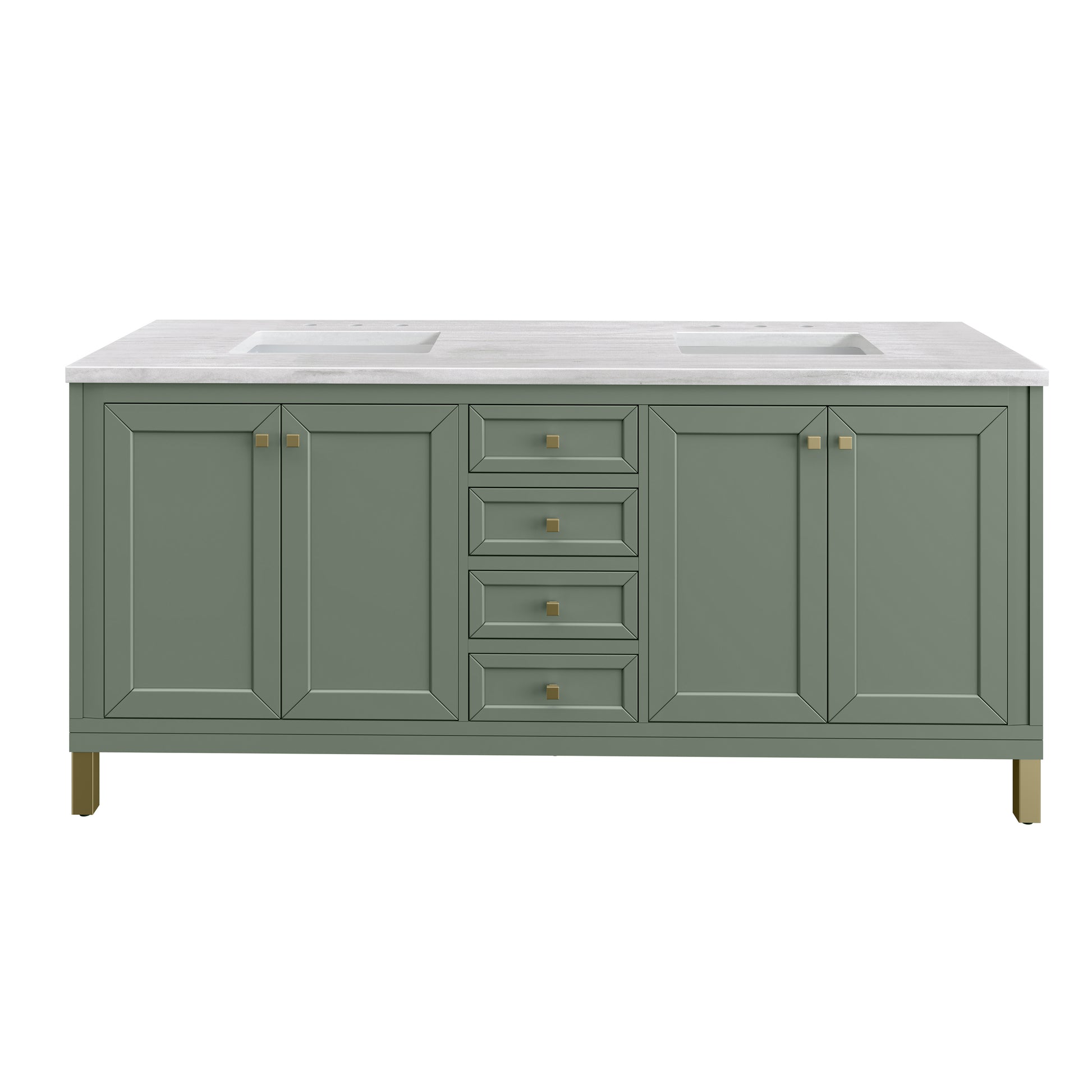 James Martin Vanities Chicago 72" Smokey Celadon Double Vanity With 3cm Arctic Fall Solid Surface Top