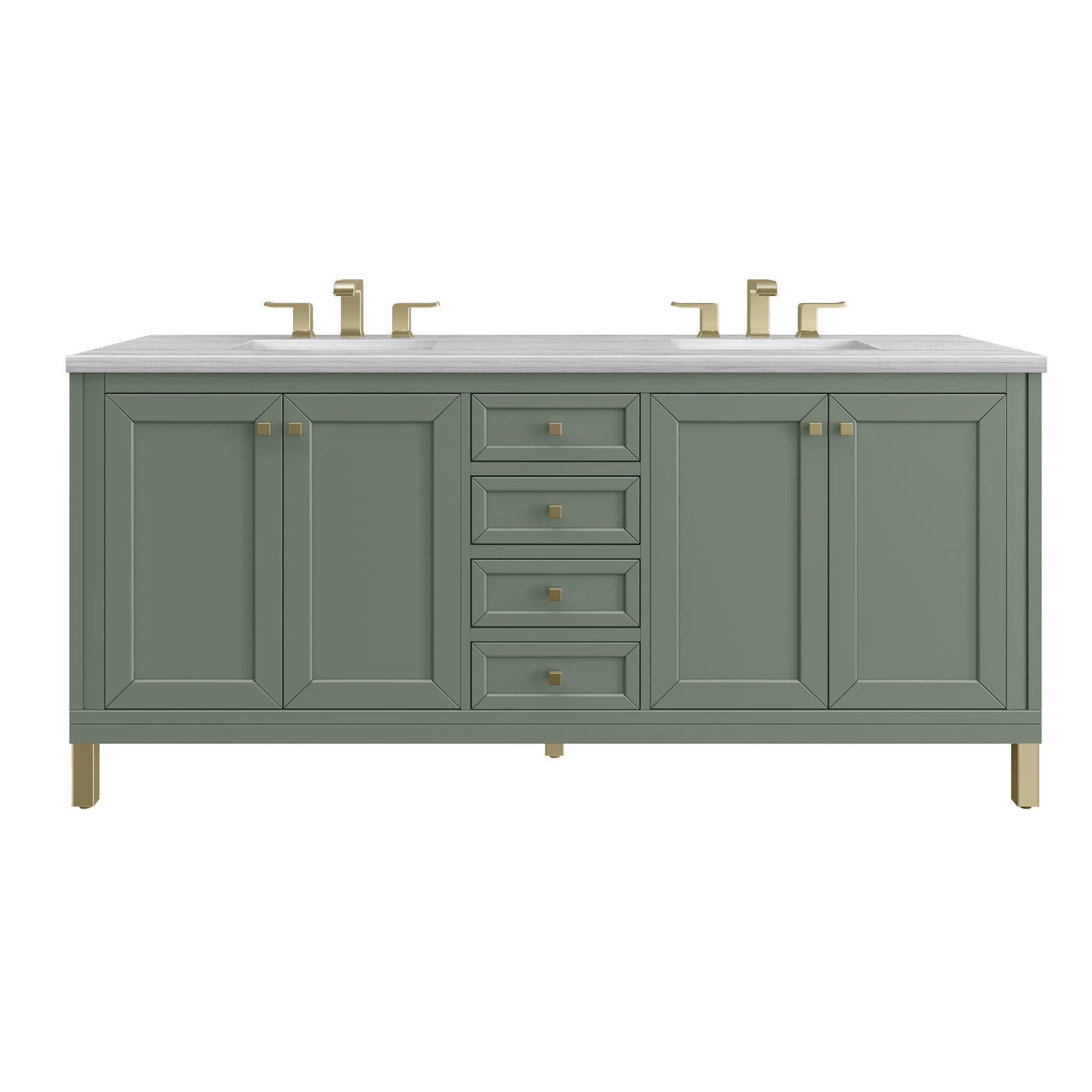 James Martin Vanities Chicago 72" Smokey Celadon Double Vanity With 3cm Arctic Fall Solid Surface Top