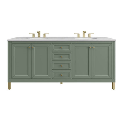 James Martin Vanities Chicago 72" Smokey Celadon Double Vanity With 3cm Arctic Fall Top