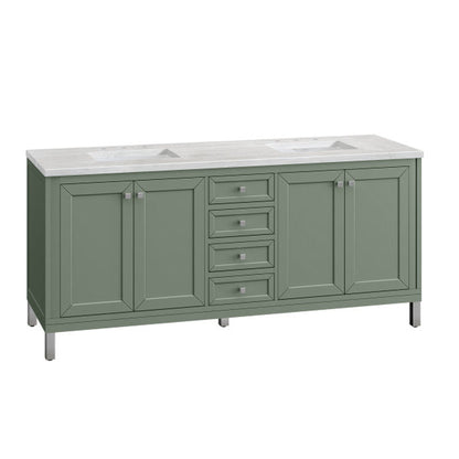 James Martin Vanities Chicago 72" Smokey Celadon Double Vanity With 3cm Arctic Fall Top