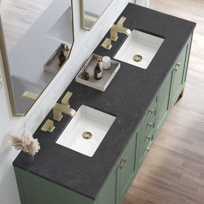James Martin Vanities Chicago 72" Smokey Celadon Double Vanity With 3cm Charcoal Soapstone Silestone Top